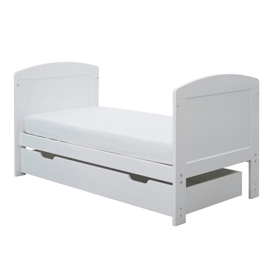 image 1 of Coleby Mini Cot Bed, Fibre Mattress & Under Drawer - Adjustable Base (3 Heights), Space-Saving, Suitable from Birth to 4 Years