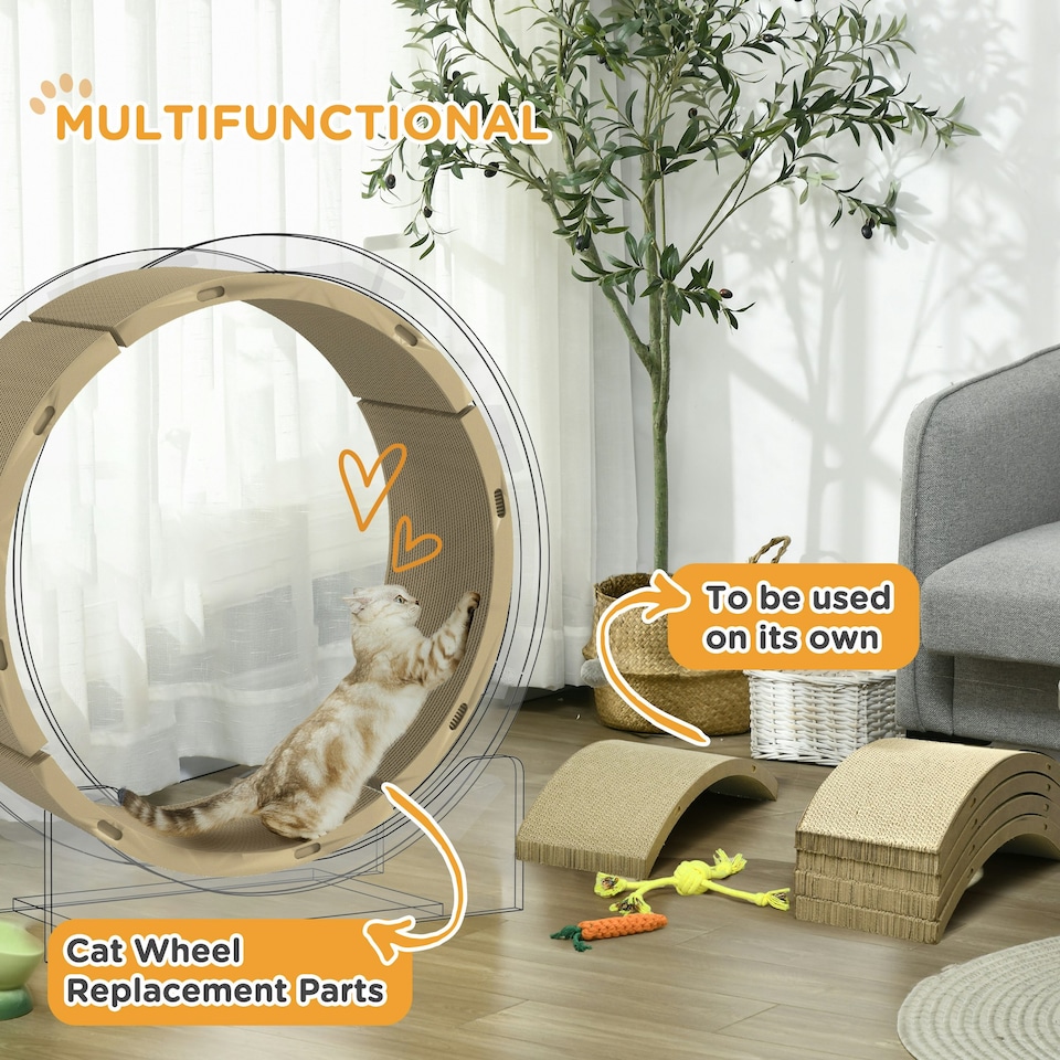 image 1 of PawHut 4 Piece Set Cat Scratching Board for Cat Treadmill, Kitten, Brown
