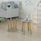 image 8 of Kids Wooden Round Table & Chair Set Toddlers Small Children Home Nursery Play | Multi | grey table with 4 chairs | 5