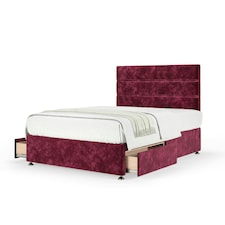 Majestic 1000 Pocket Sprung Aubergine Chenille 2 Drawer Divan Set And Milan Headboard King Size