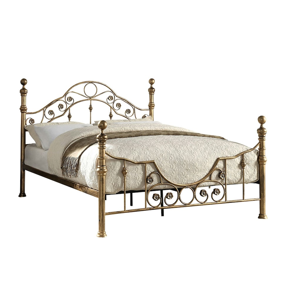image 1 of Letchworth Vintage Victorian Style Antique Brass Metal Bed Frame (King) | Bronze | Brass | King