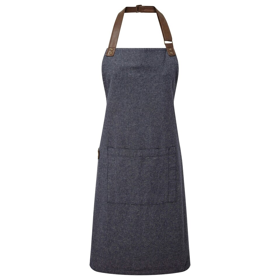image 1 of Premier Unisex Adult Annex Oxford Faux Leather Bibbed Full Apron - Navy - One Size Blue
