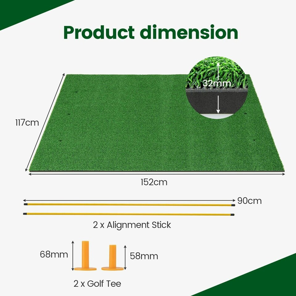 image 1 of COSTWAY 3-In-1 Premium Golf Practice Turf 27mm Golf Hitting Mat