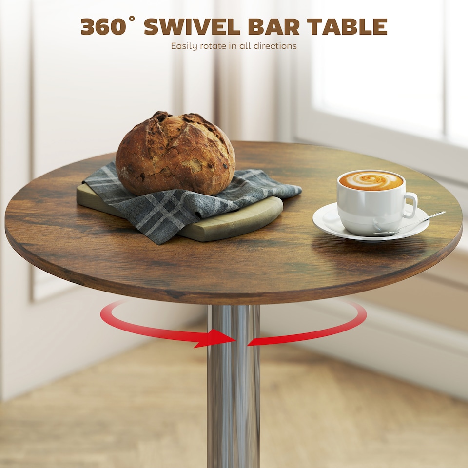 image 1 of HOMCOM Round Bar Table, Swivel Bistro Table with Adjustable Height