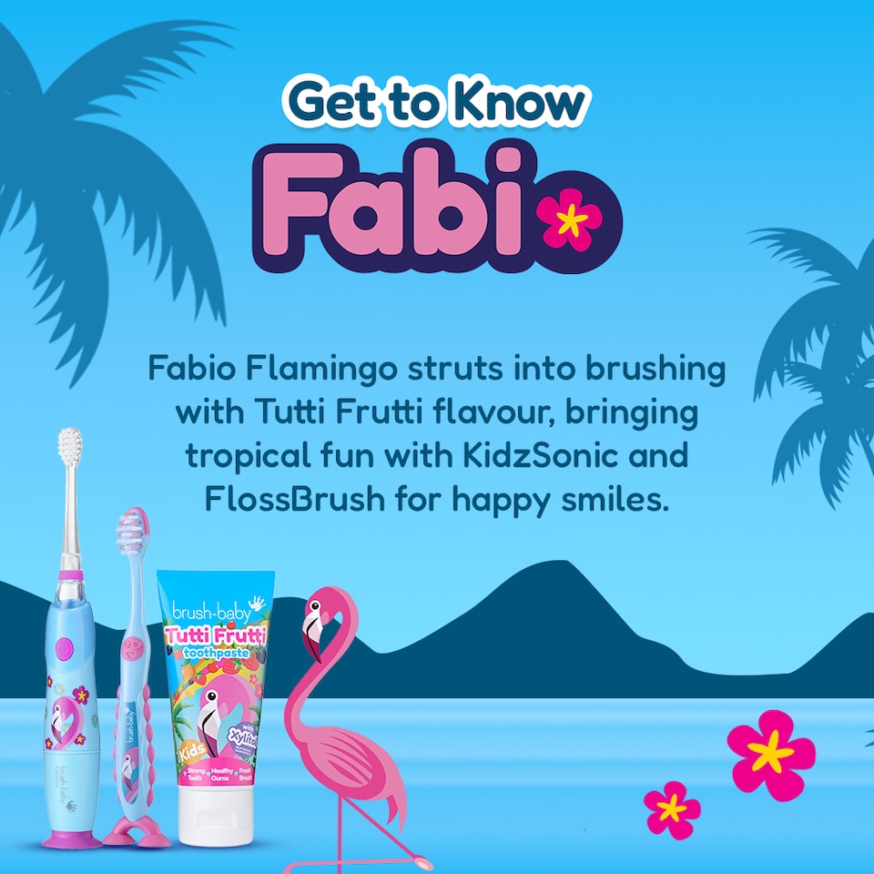 image 1 of Brush Baby Flamingo KidzSonic Kids Electric Toothbrush