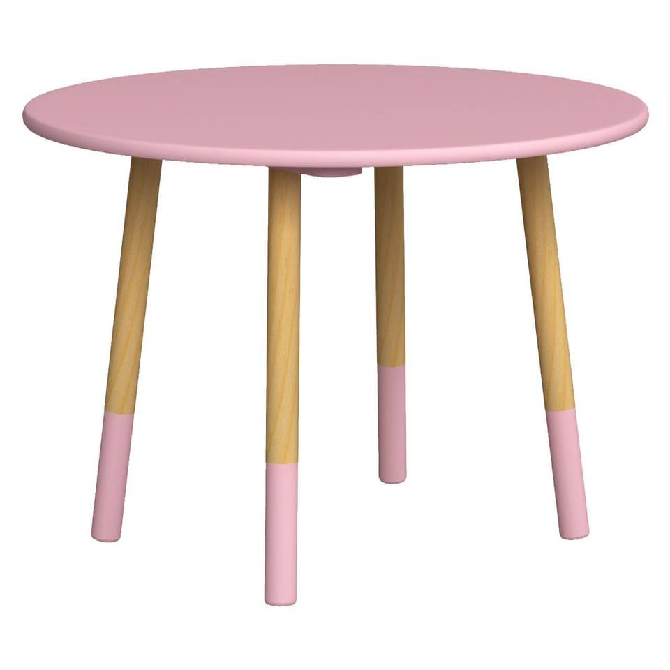 image 1 of Kids Wooden Round Table & Chair Set Toddlers Small Children Home Nursery Play | Multi | pink table with 2 chairs | 3