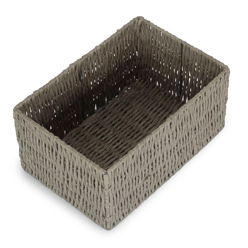 image 1 of Small Grey Paper Rope Storage Basket | Grey | Grey | S