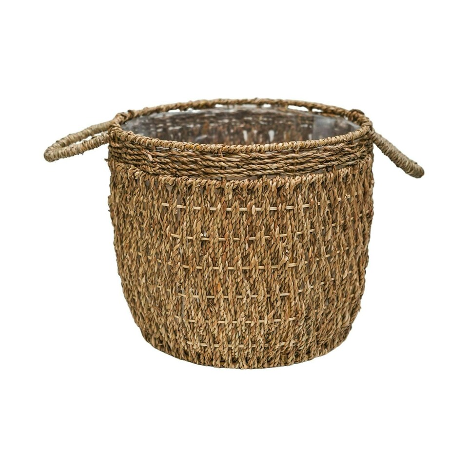 image 1 of Seagrass Lined Basket Natural Set of 2 N/A