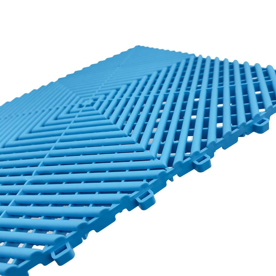 image 1 of Modular Interlocking Ribbed Vented Garage Floor Tiles - Grey | Blue | Light Blue