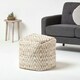 image 2 of Homescapes Sierra Natural Diamond Pattern Jute Square Bean Filled Pouffe - 40 cm