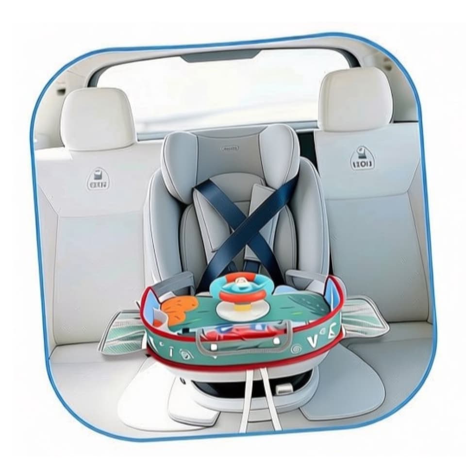image 1 of Kids Steering Wheel Toy with Lights & Music – Interactive Car Seat Driving Simulation Toy with Horn, Gear Shift & Travel Strap
