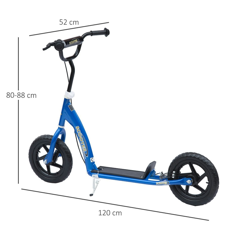 image 1 of HOMCOM Push Scooter, Teen Kids Scooter with 12" EVA Tyres, Blue