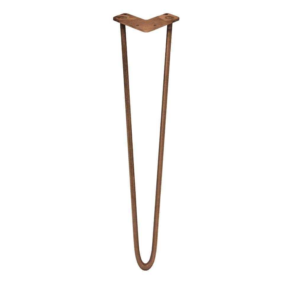 image 1 of 4 x 28" Hairpin Legs - 2 Prong - 12mm - Antique Copper | Brown | 1