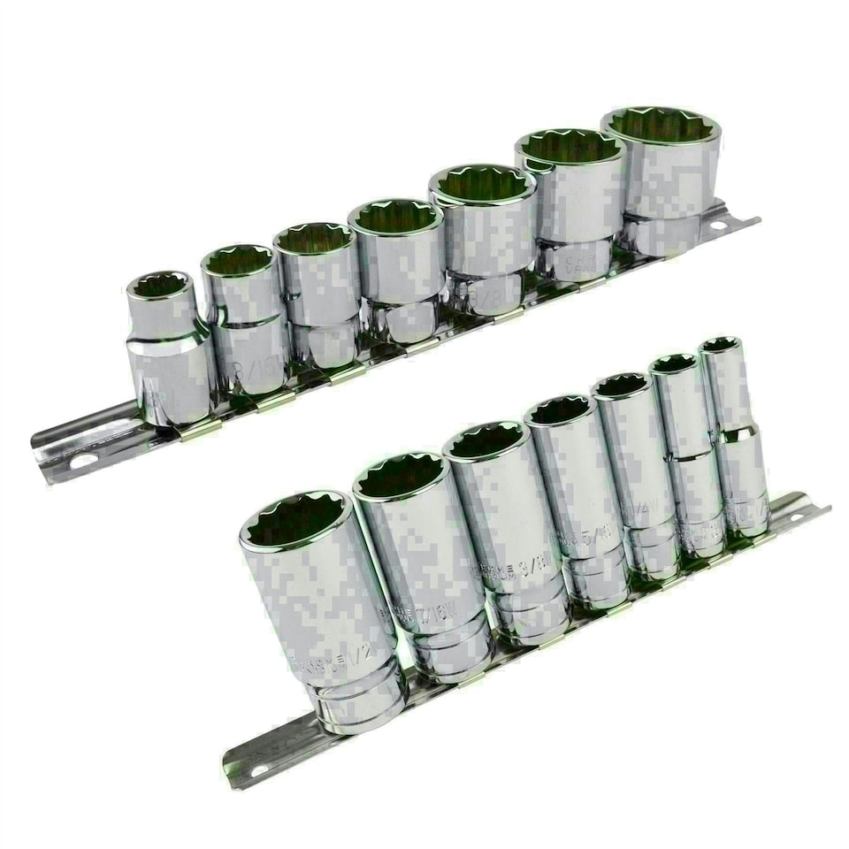 image 1 of Whitworth BSF BSW 3/8" Drive Shallow And Deep Sockets 14pc 12 Sided Bi-Hex