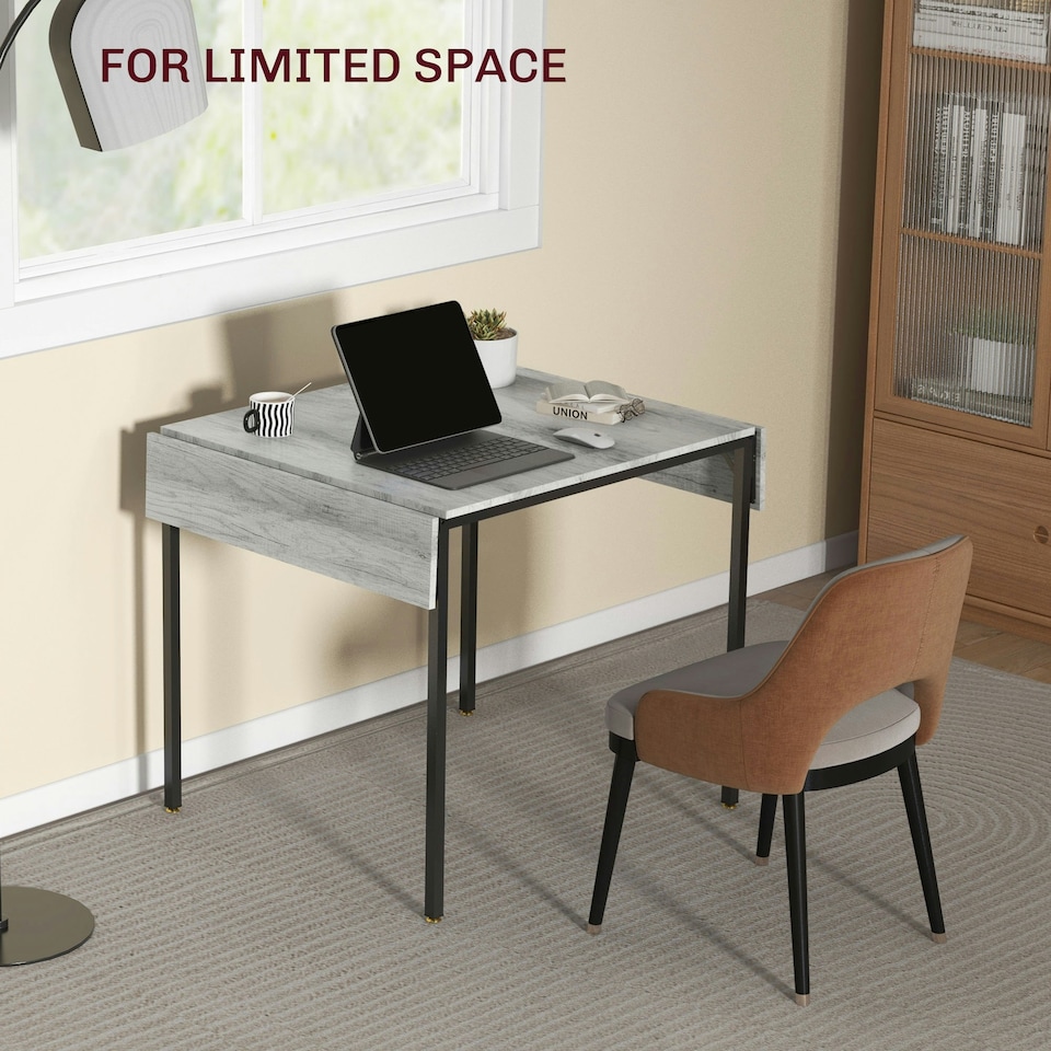 image 1 of HOMCOM Folding Dining Table, Drop Leaf Table for 2-4 People, Grey
