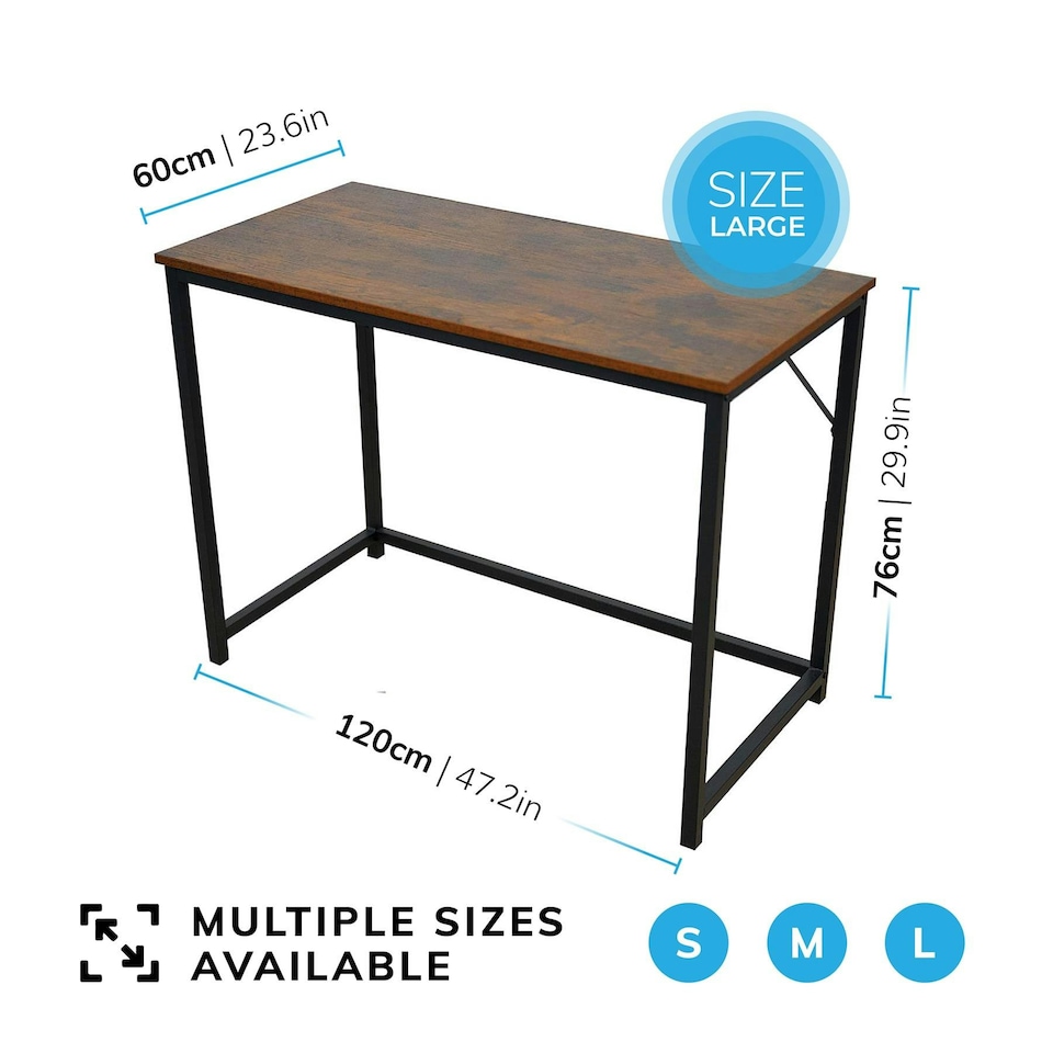 image 1 of Desk Computer PC Laptop Home Office Work Desk 120cm, Study Brown Rustic Style Brown