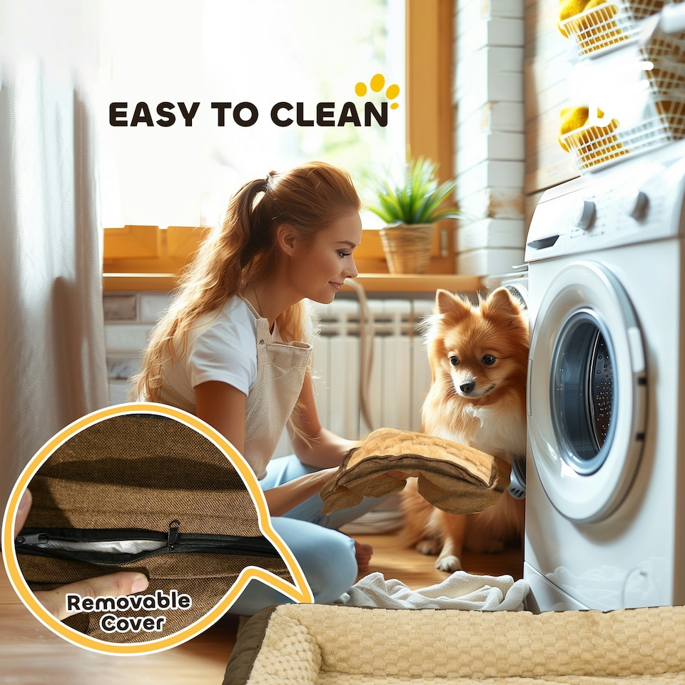 image 1 of PawHut Dog Bed Calming Pet Bed Dog Mattress for Large Dogs - Brown