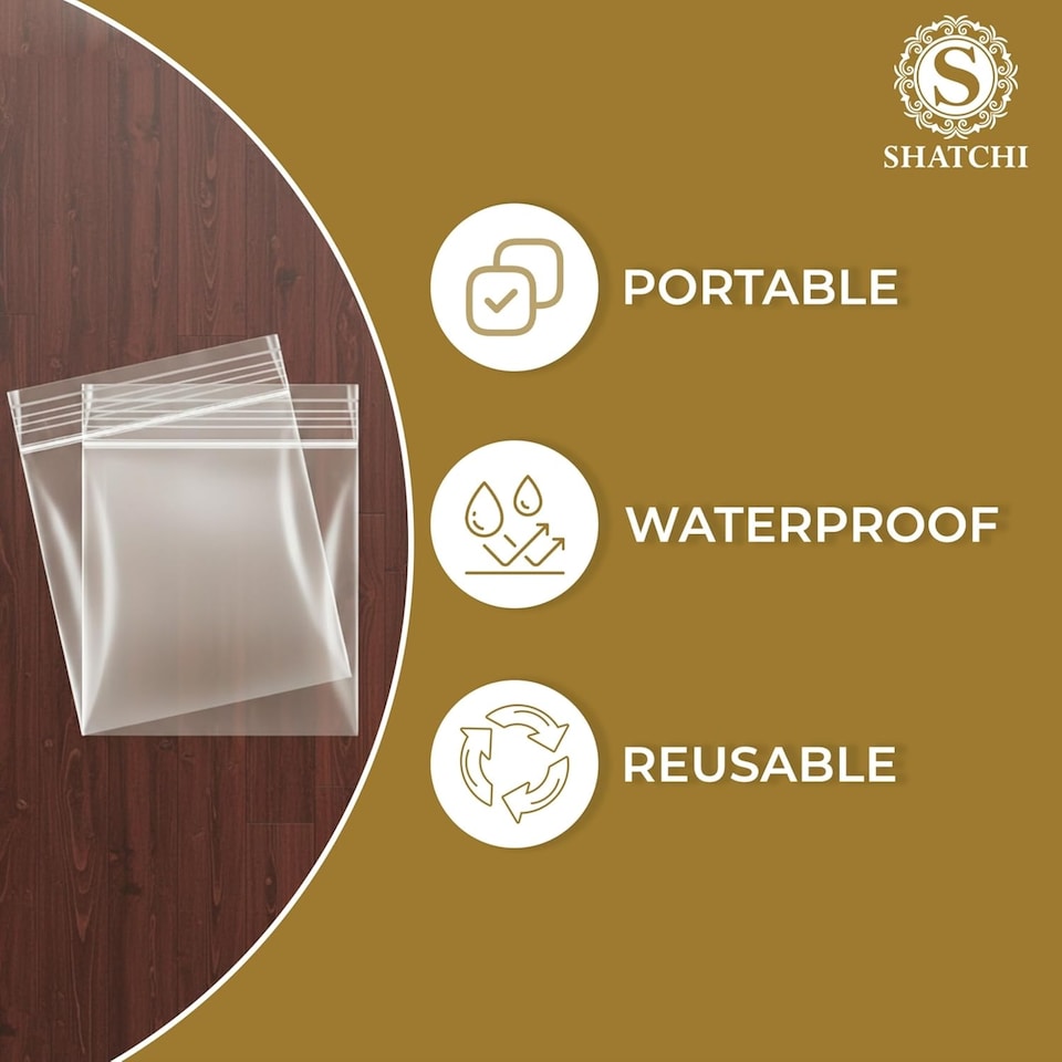 image 1 of 200 Clear Zip Seal Bags 8x11 Inch Large Resealable Pouches | Clear