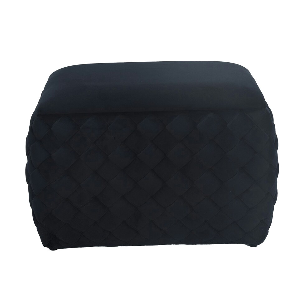 image 1 of Plumeo Velvet Storage Ottoman - Black