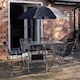image 1 of 6 Person Garden Furniture Patio Set Table, 6 Chairs & Parasol