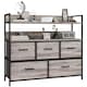 image 1 of HOMCOM Bedroom Chest of Drawers, Fabric Dresser with 5 Drawers, Storage Organiser Unit with Open Shelves and Metal Frame for Living Room, Entryway, Grey Wood Effect