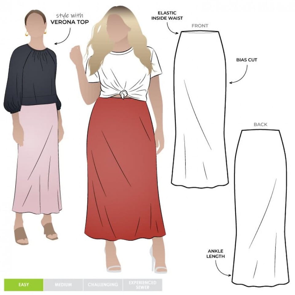image 1 of Style Arc Genoa Bias Cut Skirt Paper Sewing Pattern – Women’s Skirt, UK Sizes 18–30, Easy