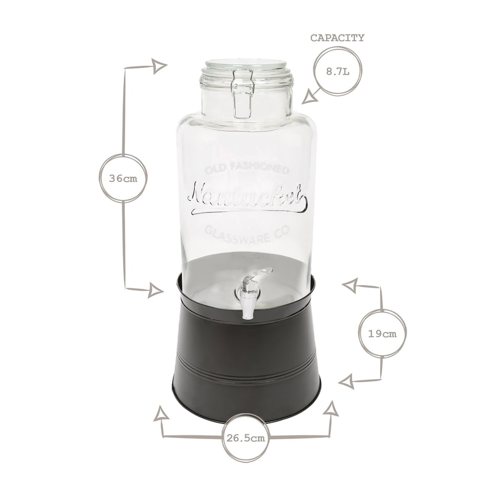 image 1 of Rink Drink Glass Drinks Dispenser with Tap & Black Bucket Stand - 8.7L