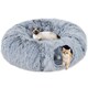 image 2 of PawHut Cat Tunnel for Indoor Cats, 90cm Large Donut Play Tunnel Bed with Washable Cushion, Toy Ball and Door Hole, Pet Play Rabbit Tube Toy, Light Grey