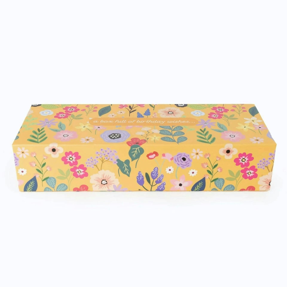 image 1 of Candlelight Happy Birthday Set of 3 Candles Gift Box Floral Ochre Multi | One Size
