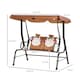 image 5 of Outsunny 2 Seat Kids Canopy Swing Chair w Adjustable Awning, Seatbelt - Brown