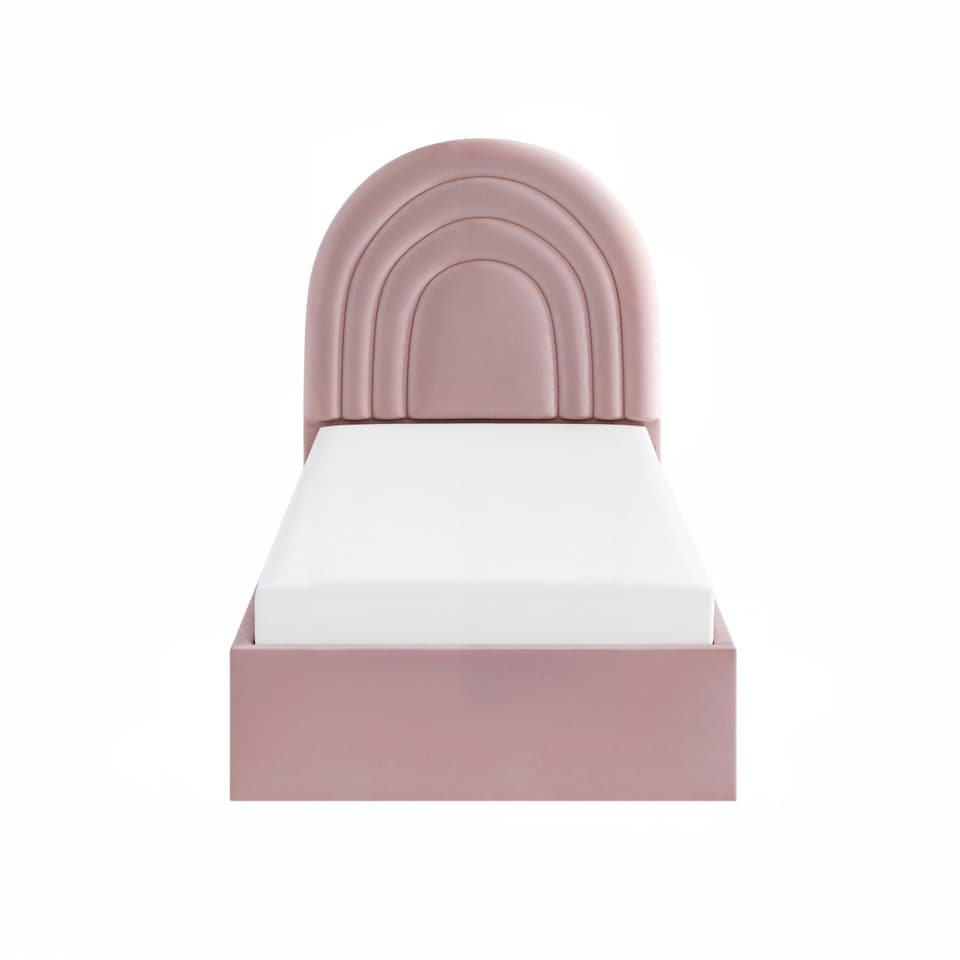 image 1 of Flair Ava Single Ottoman Bed Pink Velvet
