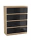 image 1 of Gloss 4 Drawer Chest No Handle Storage Cabinet | Brown | Gloss Black Drawer | One Size | 1