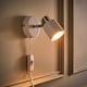 image 3 of ValueLights Modern White And Chrome Spotlight Wall Light With Cable And Switch | White