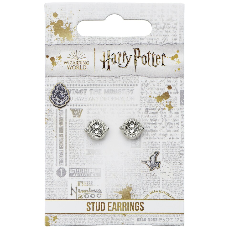 image 1 of Harry Potter Silver Tone Time Turner Stud Earrings