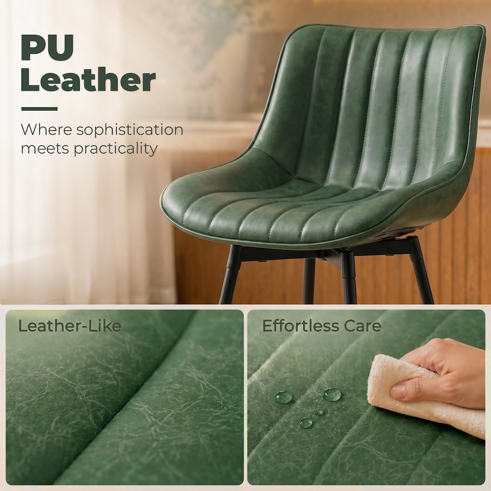 image 1 of HOMCOM Swivel Bar Stools Set of 2, PU Leather Upholstery