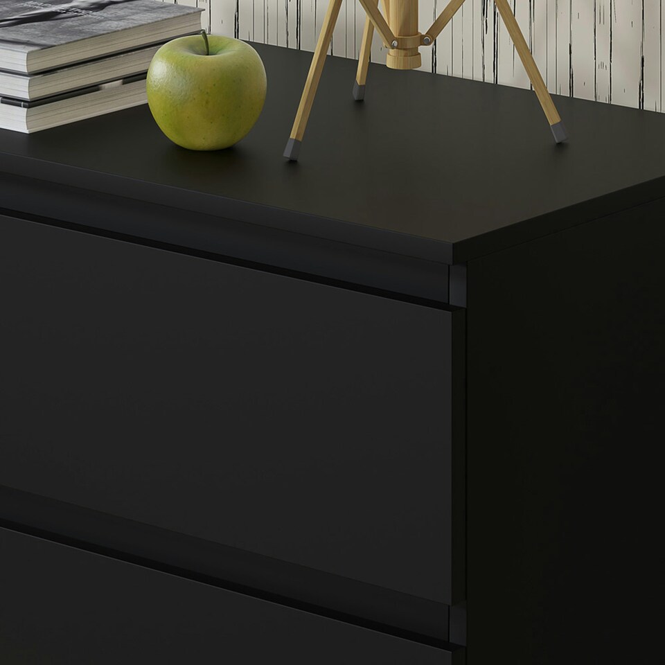 image 1 of FWStyle Carlton 6 Drawer Wide 3+3 Chest Of Drawers - Matt Black