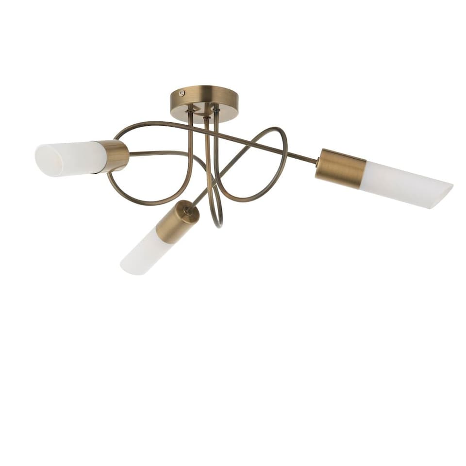 image 1 of Patras Antique Brass 3 Light Semi Flush Ceiling Light