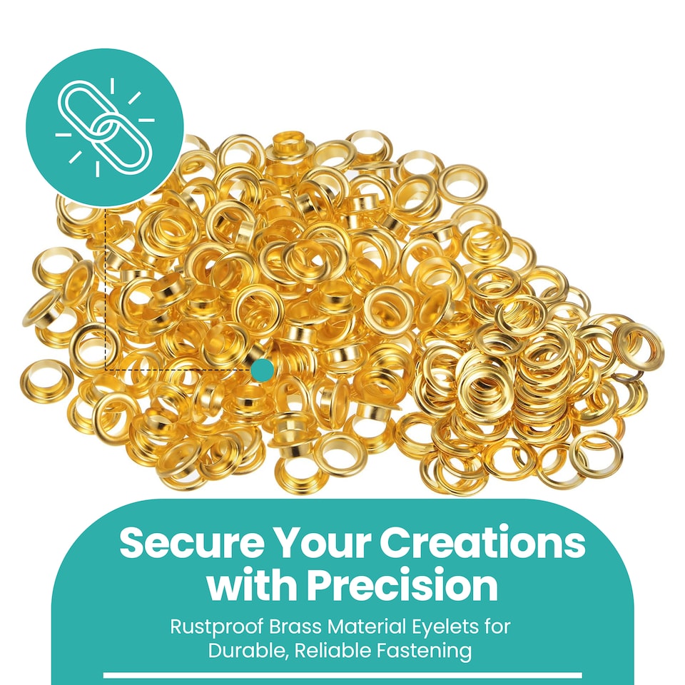 image 1 of 20mm Brass Eyelets with Washers for Arts & DIY Projects - 50 Pcs