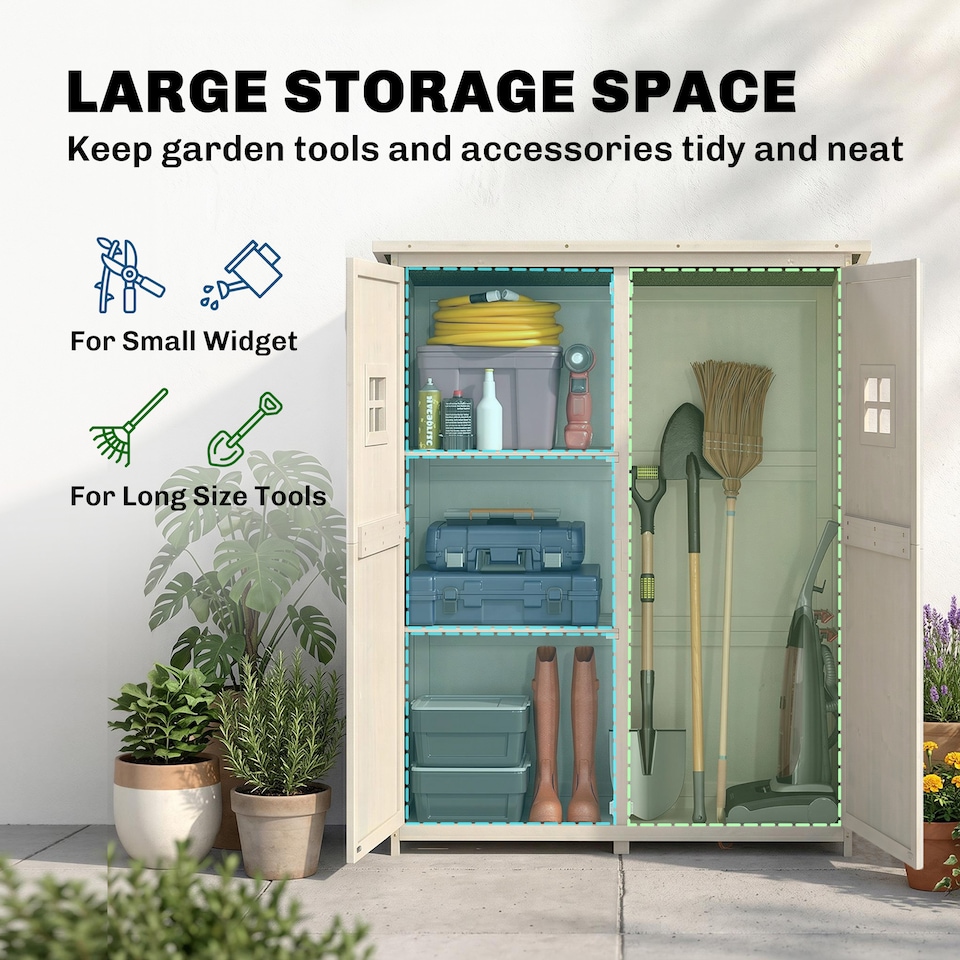 image 1 of Outsunny Garden Shed Outdoor Storage Unit w/ Asphalt Roof and Three Shelves | Grey