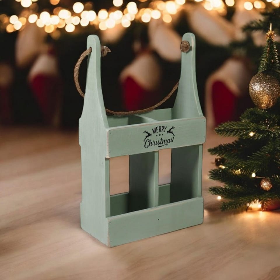 image 1 of 2 Bottle Wine Holder - L10 x W21 x H39 cm - Rustic Green