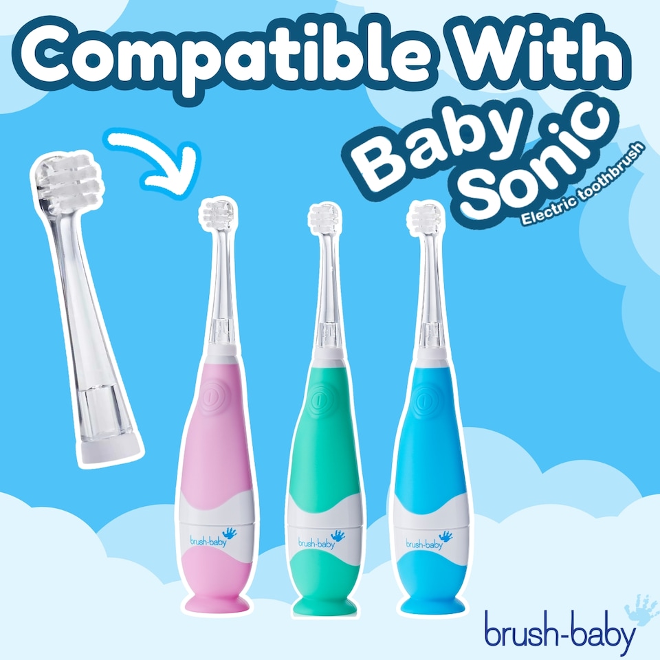 image 1 of Brush Baby Replacement Baby Sonic® Electric Toothbrush Heads 0-18 mths (2 Pack)