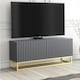 image 5 of TV Unit 100cm Grey Matt Fluted Fronts with Gold Metal Base Grey