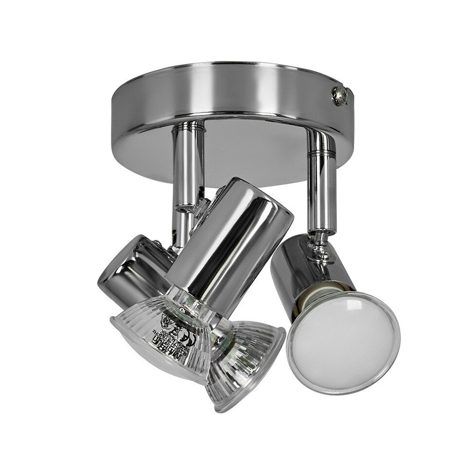 image 1 of ValueLights Consul Polished Silver Spotlight and GU10 Spotlight LED 3W Warm White 3000K Bulb