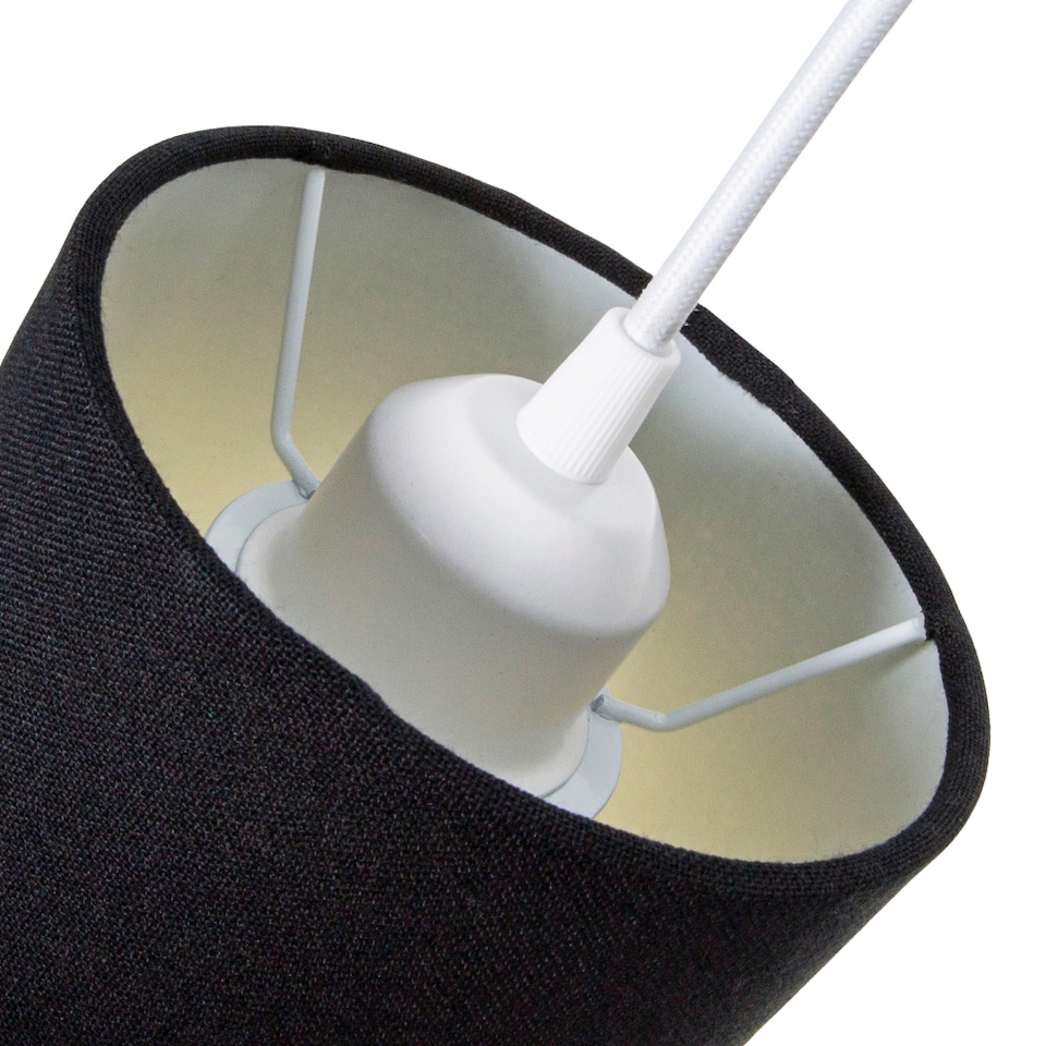 image 1 of Contemporary and Stylish Jet Black Linen Fabric Tall Cylindrical 25cm Lamp Shade | Black