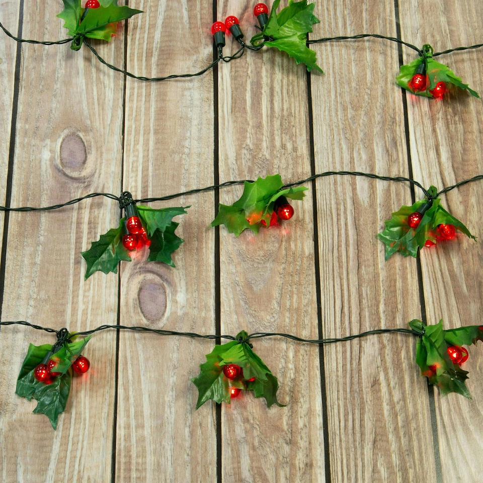 image 1 of The Christmas Workshop 89380 20 Holly Sprigs with 60 LED Lights