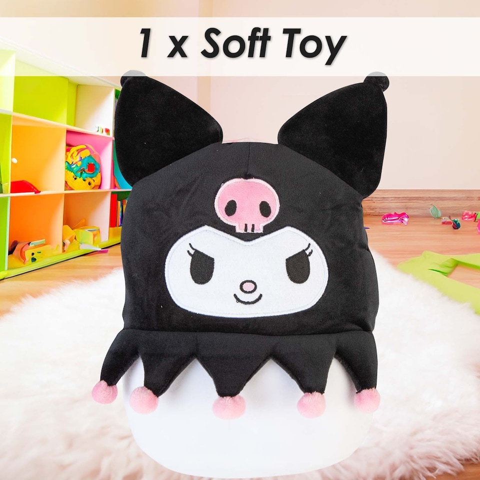 image 1 of PMS Kuromi Oval Cushion Plush Black - 22cm x 16cm