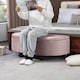 image 7 of HOMCOM Semi-Circle Ottoman Storage Bench, Bed End Bench, Tufted Upholstered Window Seat Footrest Stool with Rubberwood Legs for Bedroom & Entryway, 120 x 46 x 42 cm, Pink