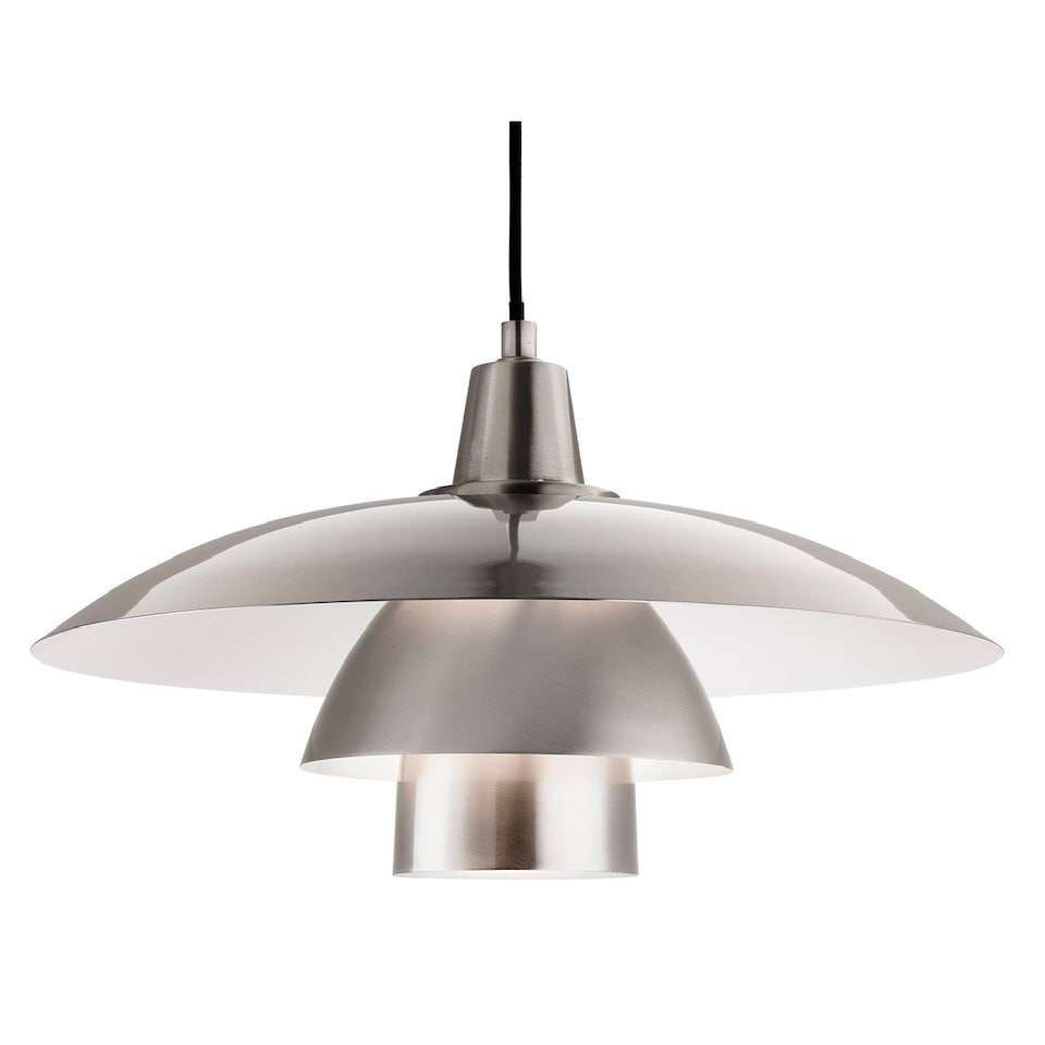 Olsen 1 Light Dome Ceiling Pendant Brushed Steel, E27