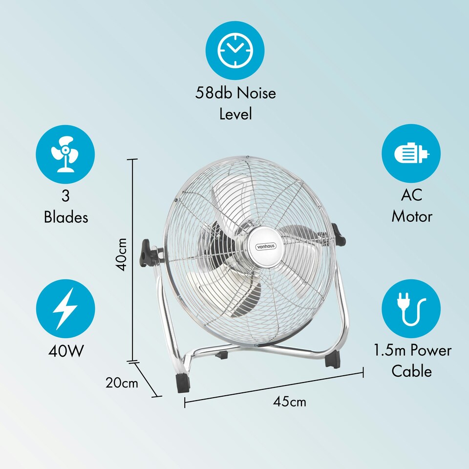 image 1 of VonHaus Floor Fan 12" Portable