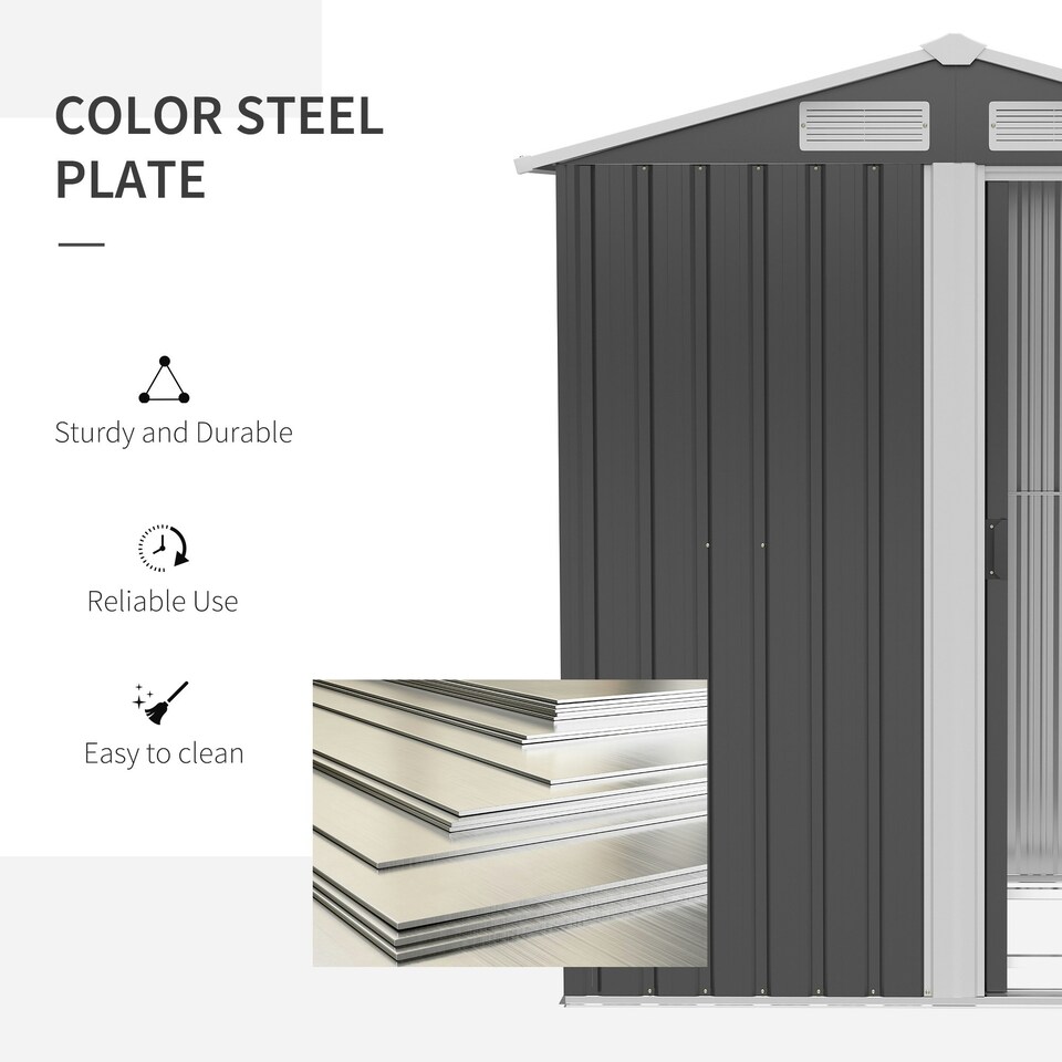 image 1 of Outsunny 5ft x 4.3ft Outdoor Metal Storage Shed with Sliding Door